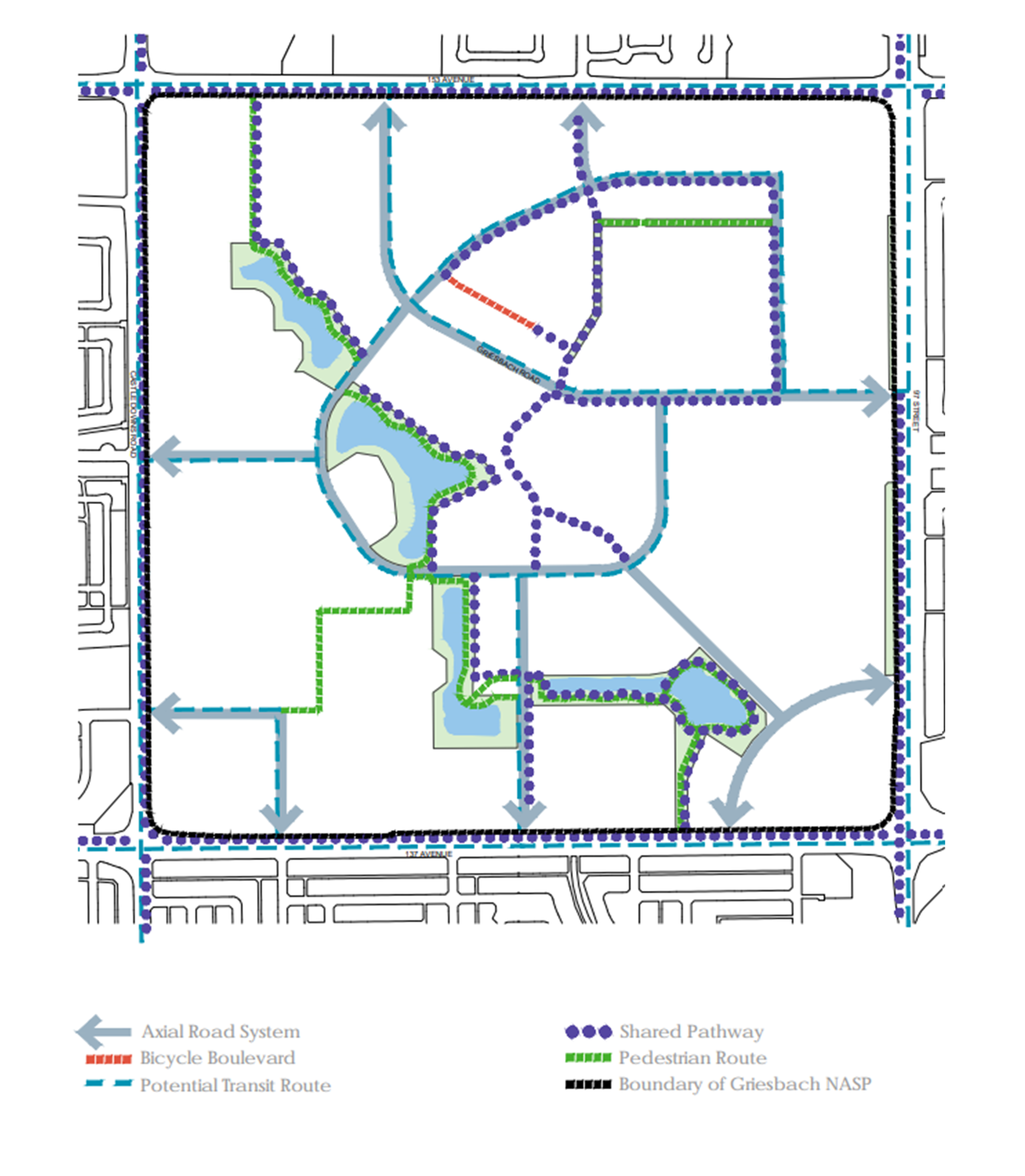 Proposed Transportation Concept: Map showing the proposed reconfigured transportation concept  that will proceed to City Council for approval
